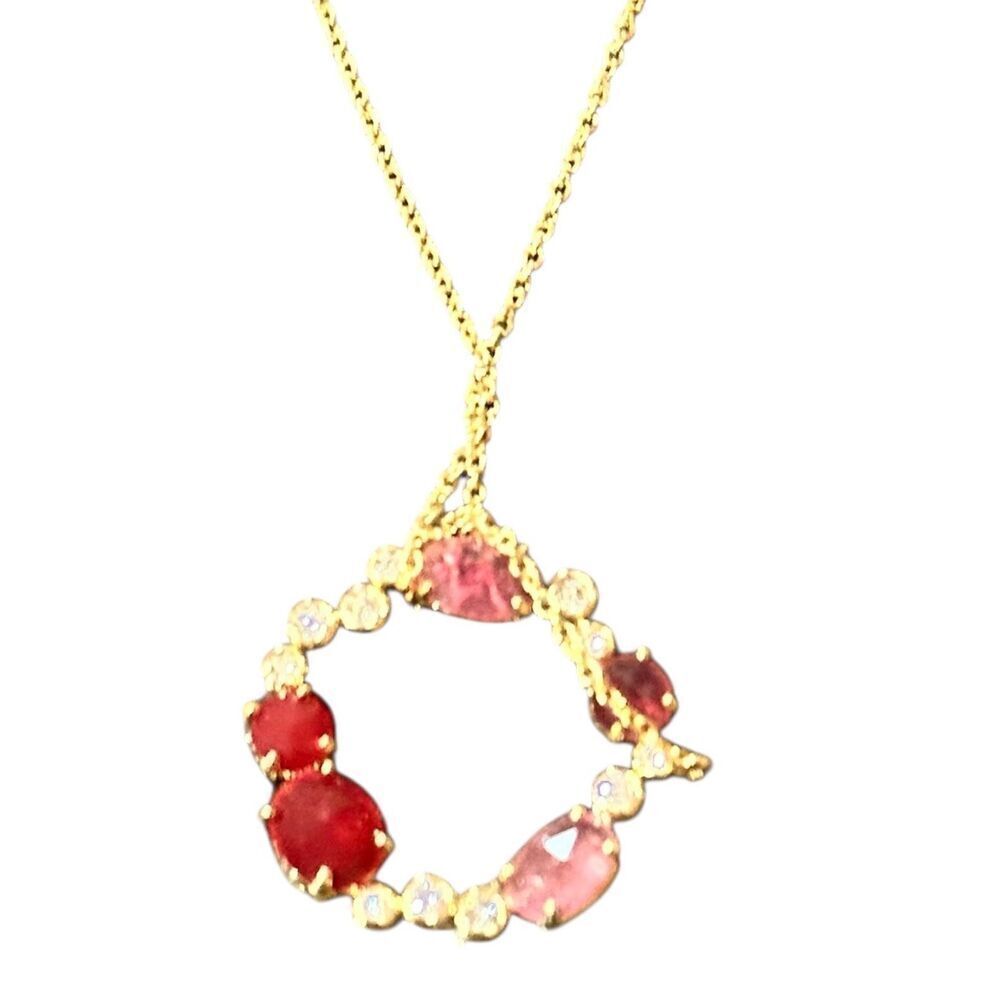 TAI Birthstone Necklace in July NWT in Red & Gold
